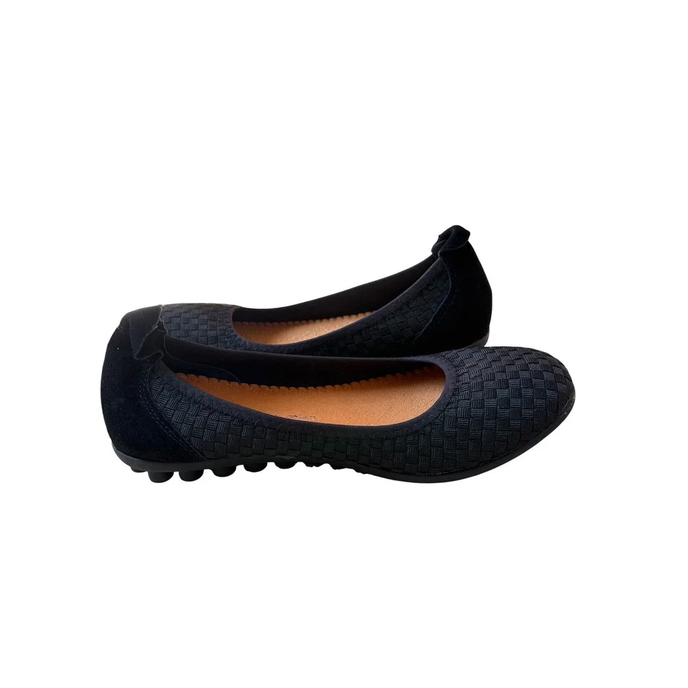 Bernie‎ Mev Catwalk Black Woven Ballet Flats Women Size 37 Slip On Comfort Shoes